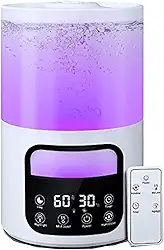 QBuen umidificador de ar, tanque de água de 4 litros, filtra impurezas, 7 luzes coloridas, sem BPA, umidificador para bebês, difusor de óleo, para ambientes grandes, plantas, viveiros, Dupla voltagem