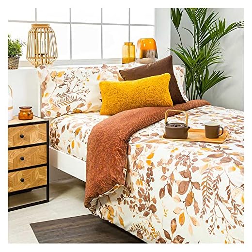 COTTON ARTean Funda Nordica Reversible SERELLA Beige Cama de 150 Cierre con Botones. HIPOALERGENICA