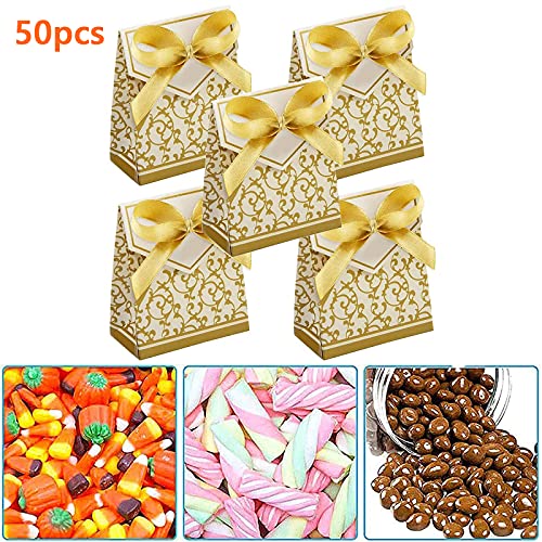 50 stks Gouden Papieren Snoep Dozen, doosje cadeaubox gastgeschenk kartonnen doos snoep doppen doosje, tafeldecoratie… - Image 6