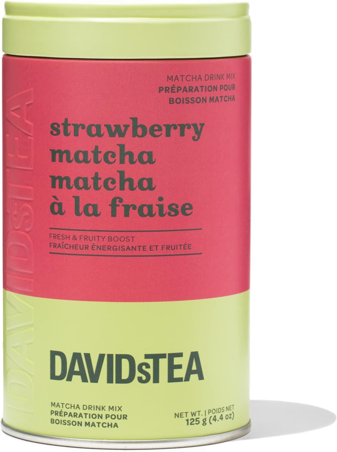 DAVIDsTEA Strawberry Matcha Green Tea Powder Iconic Tin, Premium Energizing Matcha Tea with Cane