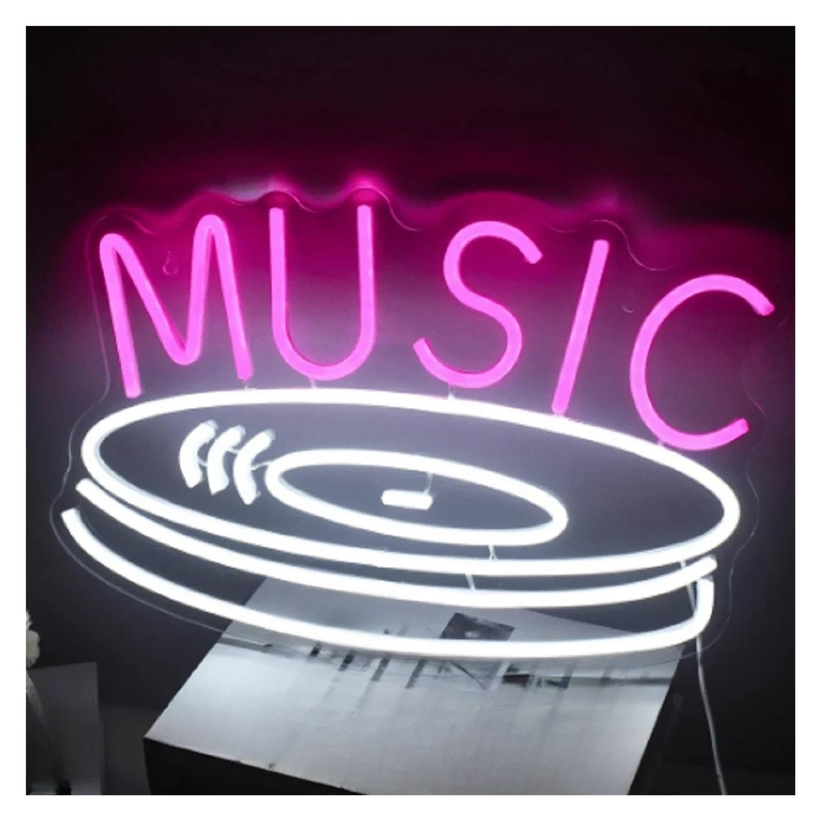 cartelli al neon personalizzati Insegne Luminose Al Neon A Dischi Musicali, Per Camera Da Letto, Studio, Negozio Di Dischi Dal Vivo, Decorazioni Per Feste, Alimentate USB 40cm×26cm