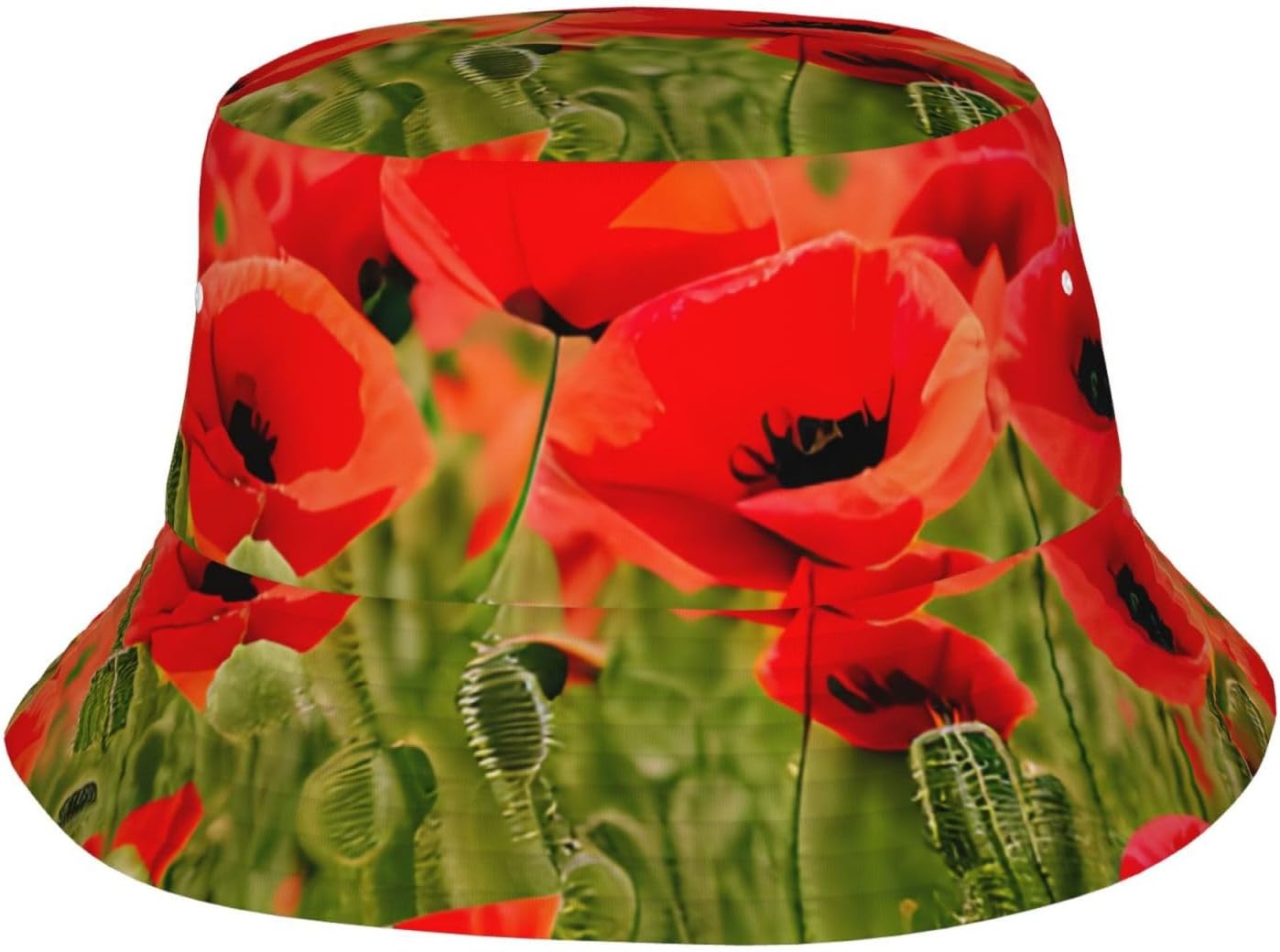 Poppy Flowers Vivid Petals Print Sun Hat Outdoor Fisherman Cap Summer Bucket Hat Beach for Men Women Black