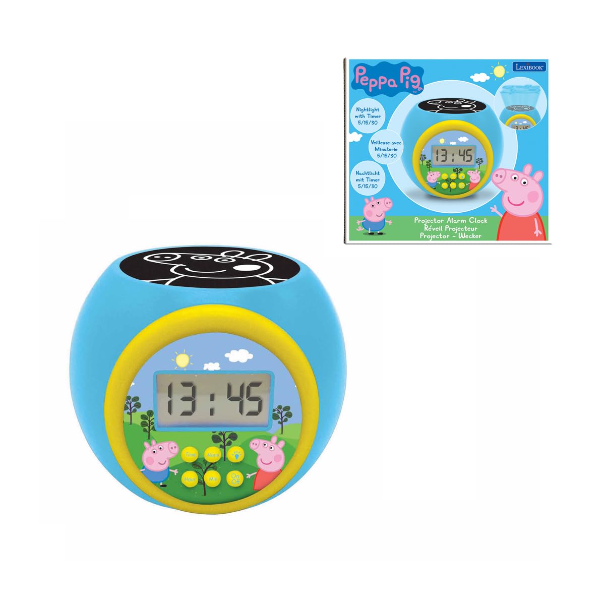 Lexibook Peppa Pig Children's Projector Clock with Timer - RL977PP S13A