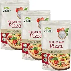 Kit com 3 Pacotes de Mistura para Pizza Integral sem Glúten de 200g cada - Vitalin