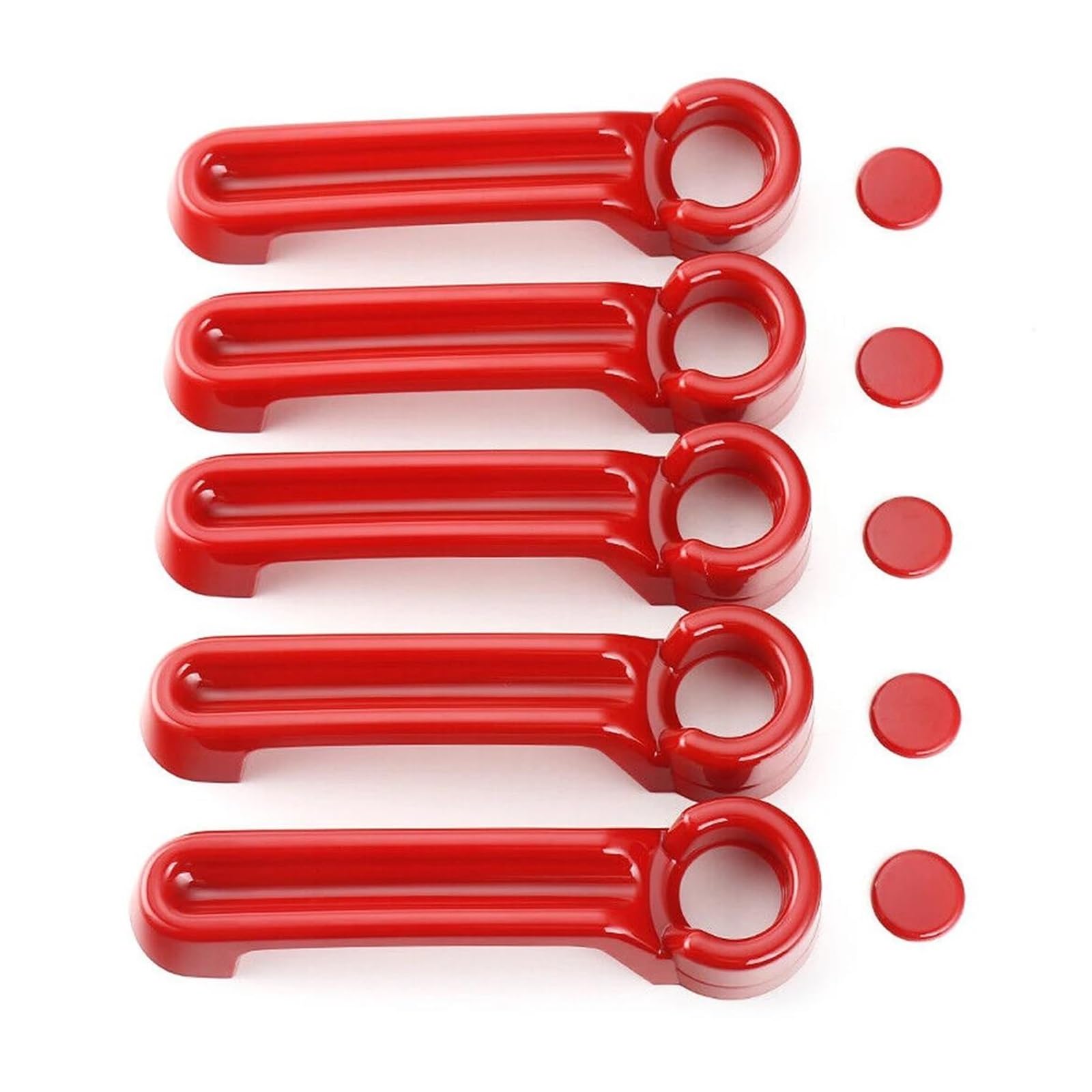 DEHIWI Maniglie interne per portiere Auto Esterno Porta Portellone Maniglia Della Copertura Trim Di Plastica Rossa Per Wrangler JK 2007-2012 2013 2014 2015 2016 2017 2018