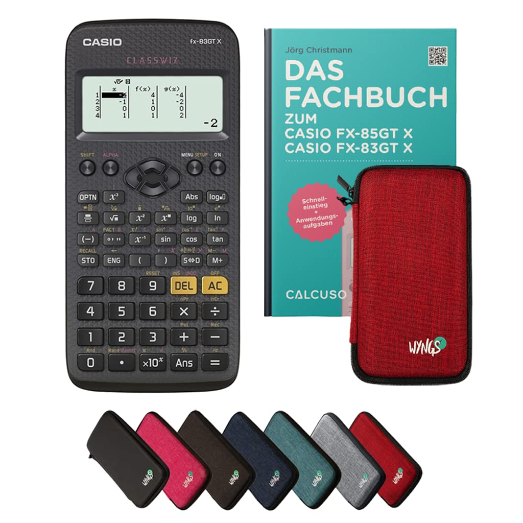 Casio fx-83GT X Incl. Funda Protectora Rojo y Libro especializado (64 páginas, DIN A5) – Calculadora científica – Smart Set (Alemán)