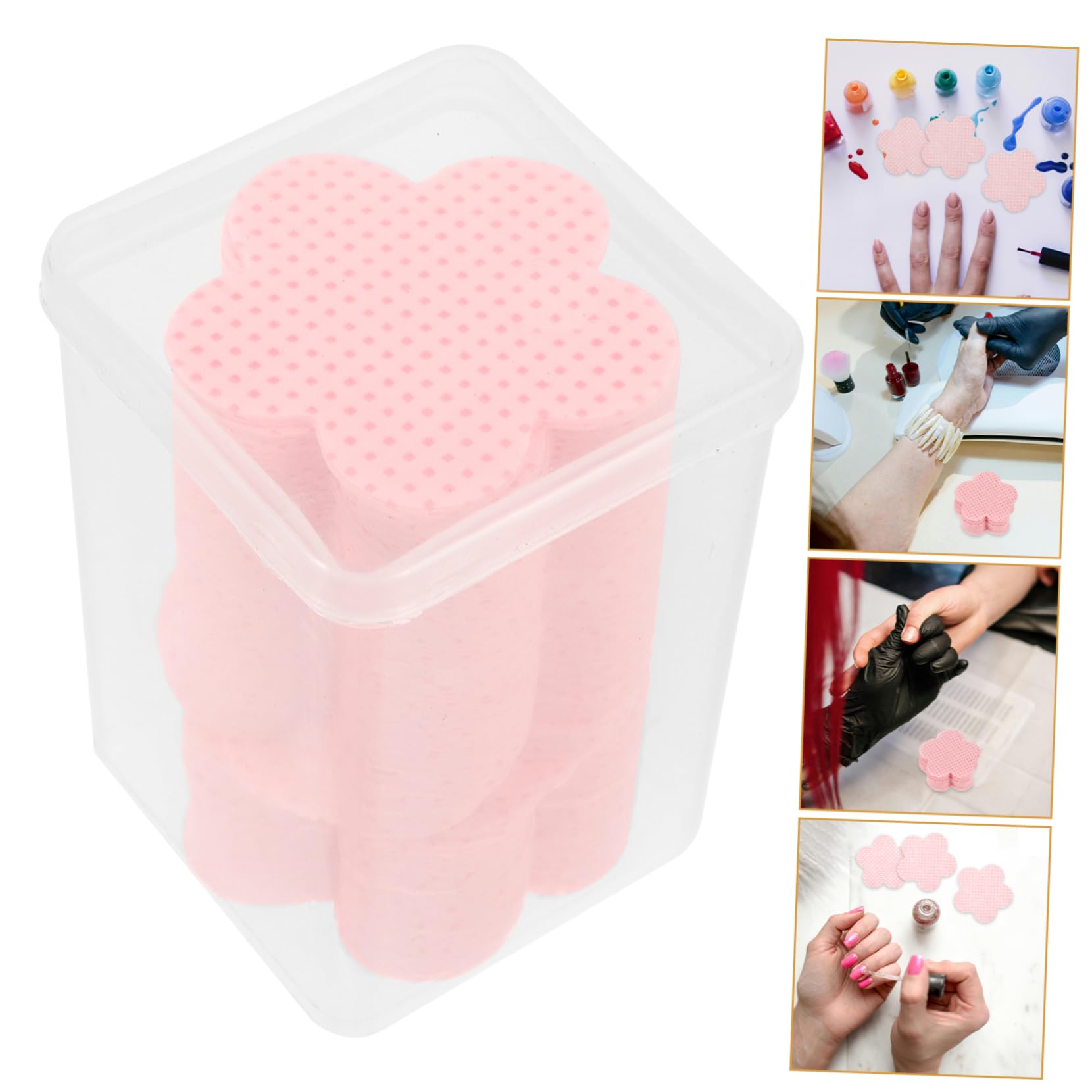 Mikinona 200 Sheets Lint- Nail Polish Remover Pads Soft Cotton Non-shedding Heart-shape Design Home Salon Use