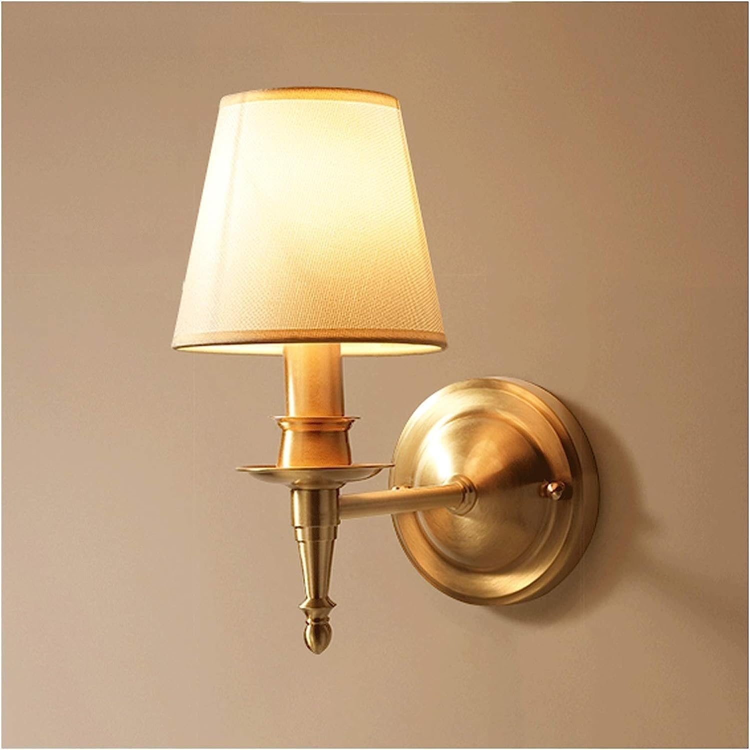 Olskfuh Light Wall-Mounted Wall Lamp Modern All Copper Wall Compatible With Living Room Bedroom Corridor, Linen Shade Lampshade Wall Bedside Decor Lamp, Wall Sconces,