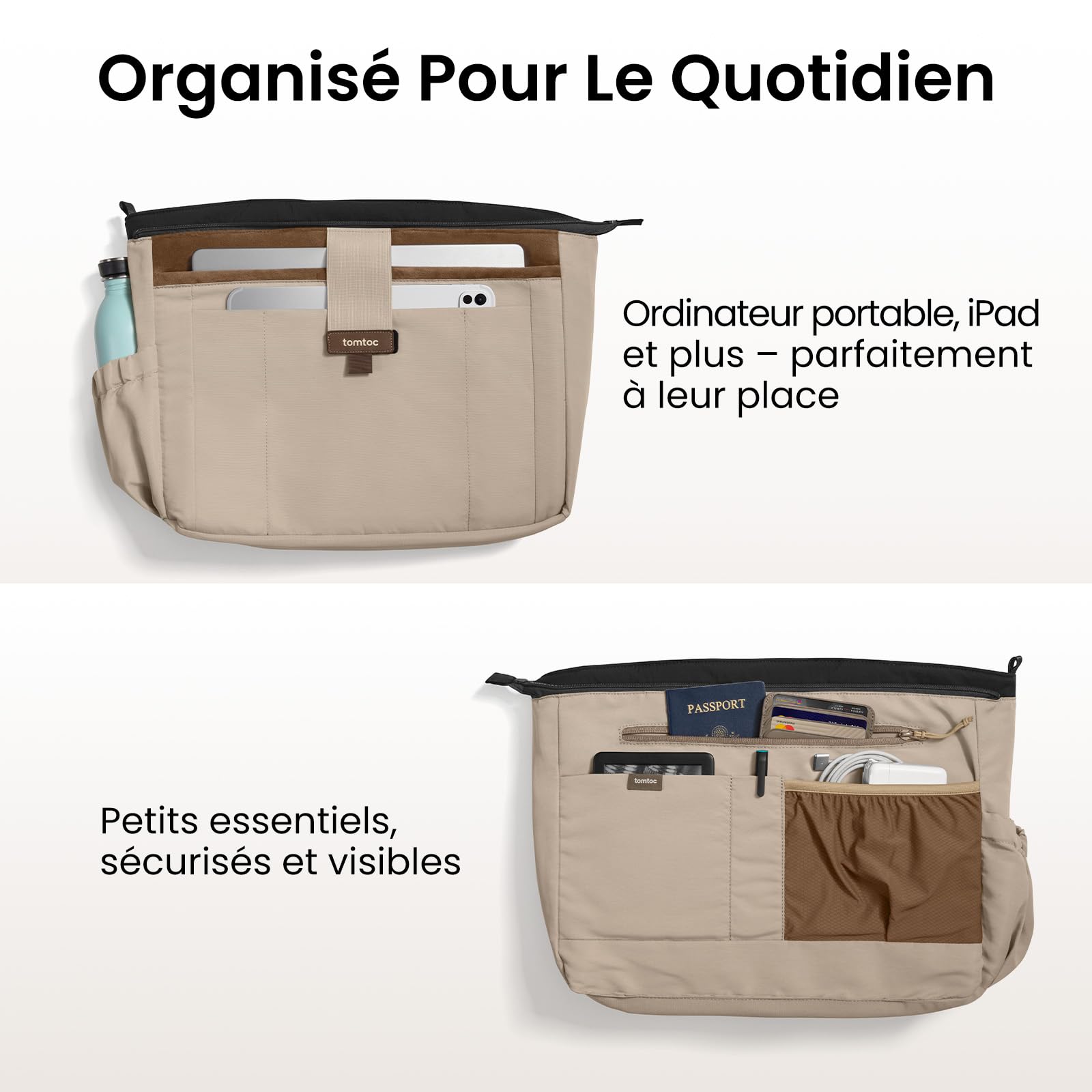 tomtoc Sac Cabas Femme Puffer Tote Bag Pour PC, Tote Bag 13,5L Pour MacBook 15-16 Pouces, Léger à l’Épaule ou à la Main, Sac à Main Sacs Ordinateur Pour Shopping, Travail et Voyages