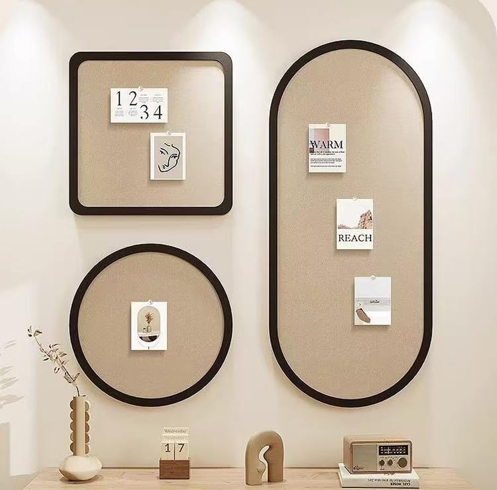 3 Pcs Felt Bulletin Board Combination,Decorative Pin Board with Pushpin,Foldable Vision Bulletin Board Display Panel for Home Office School (Black,Small)