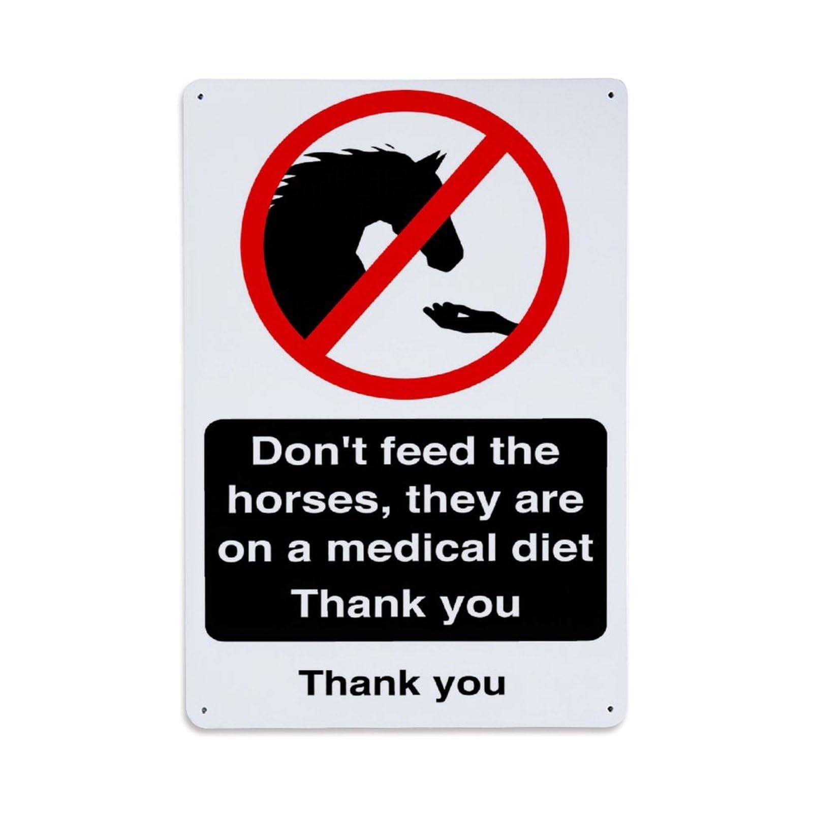 Enderetf Vintage No Feeding Horses Medical Diet Tin Sign Metal Poster, Home Bar Garage Man Cave Cafe Indoor & Outdoor Wall Decoration 8X12inches