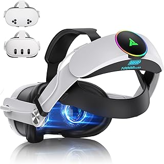 Foscomax RGB VR Headset for Oculus/Meta Quest 3/3S Head Strap with 10000mAh Battery, Rechargeable Elite Strap Extend 4-6H ...