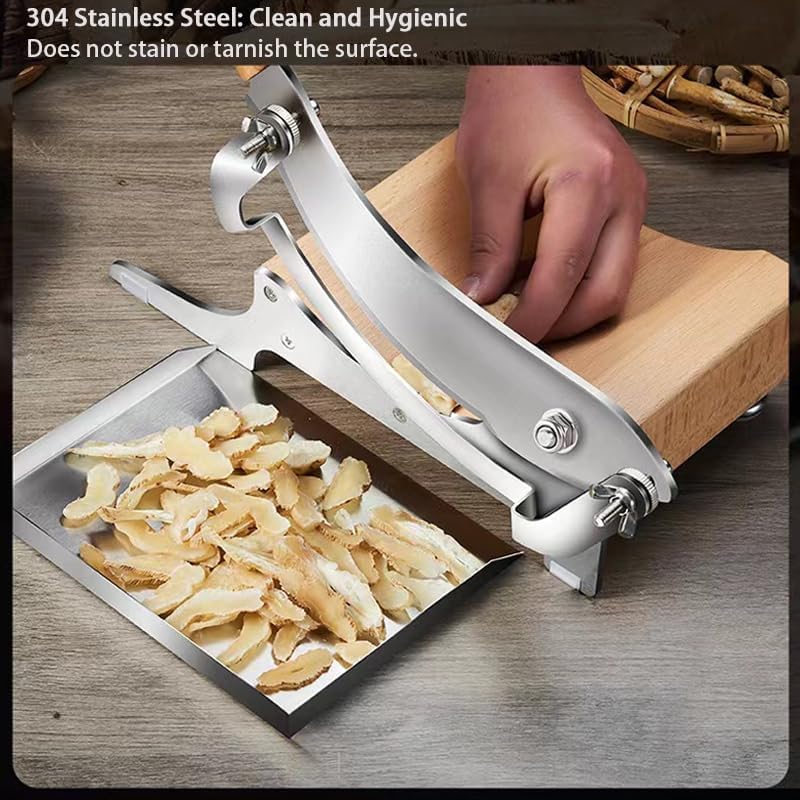 Multi-Function Arc-Shaped Dried Meat Slicer - Adjustable Thickness Stainless Steel Manual Slicer, Wooden Handle, Ideal for Vegetables, Meat, Cheese, Essential Kitchen Tool