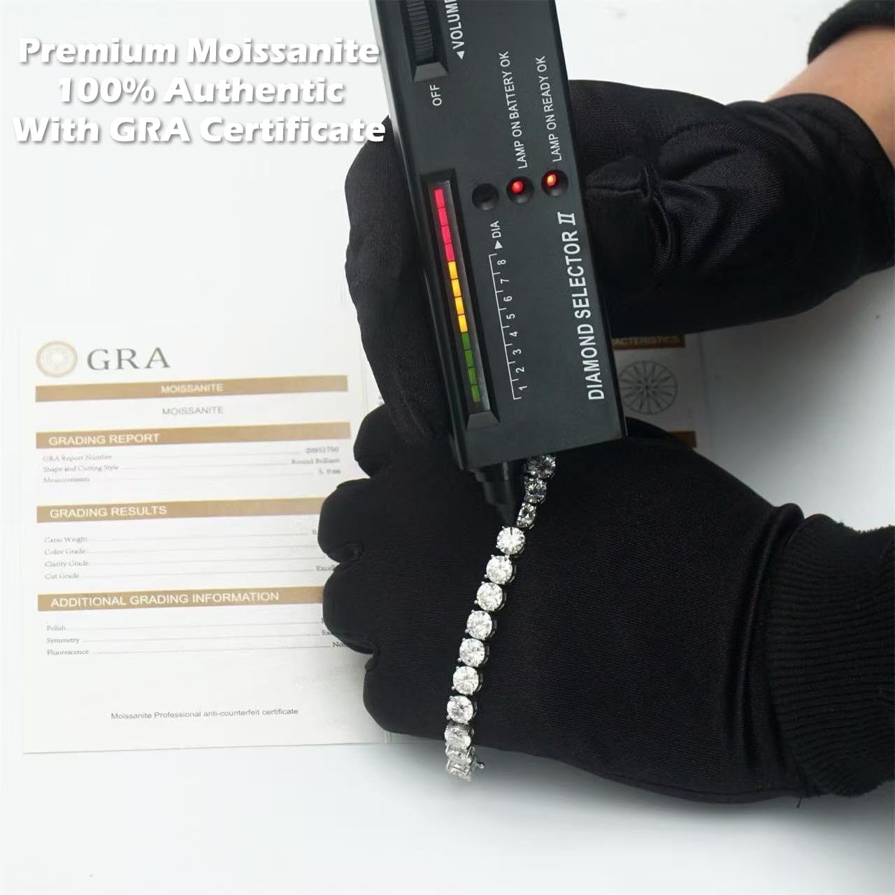 Moissanite Tennis Bracelet for Women, Adjustable Moissanite Tennis Bracelet 2mm/2.5mm/3mm/4mm D Color VVS1 Round Cut 925 Sterling Silver, Luxury Moissanite Jewelry Gift for Valentine's day, Mother's day,Anniversary and Self Gift - Image 5