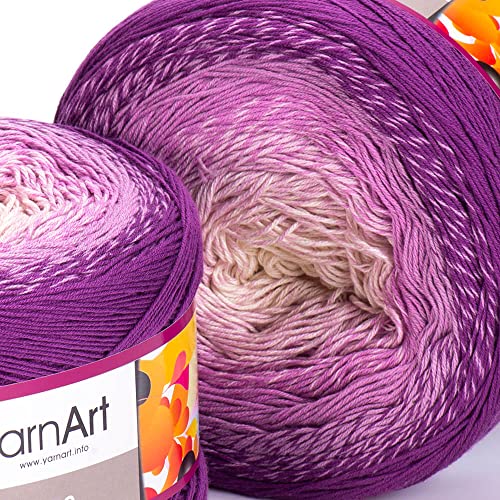 Image of Yarn Art Flowers 55% Cotton 45% Acrylic 250gr 1094yds Multicolor Rainbow Crochet Yarn for Spring Summer 2 Sports