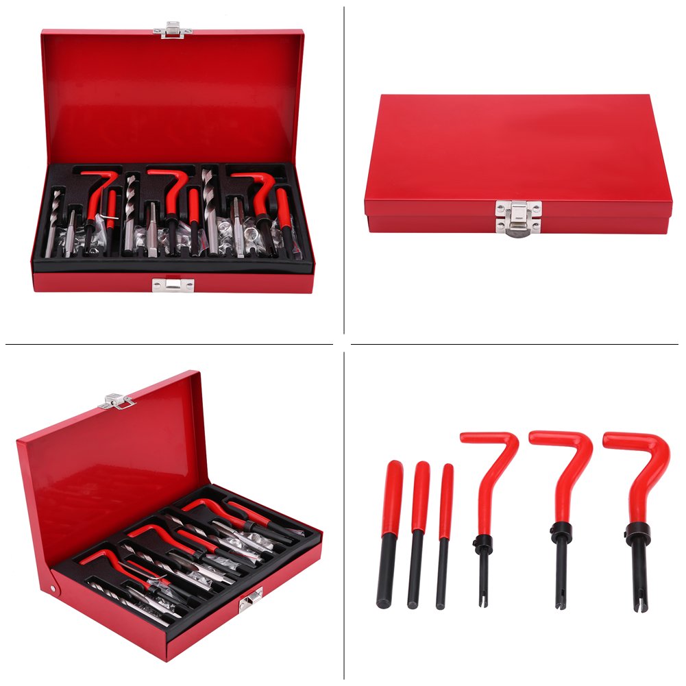 Qiilu 88Pcs Stripped Thread Rethread Recoil Repair Kit Metric M6 M8 M10