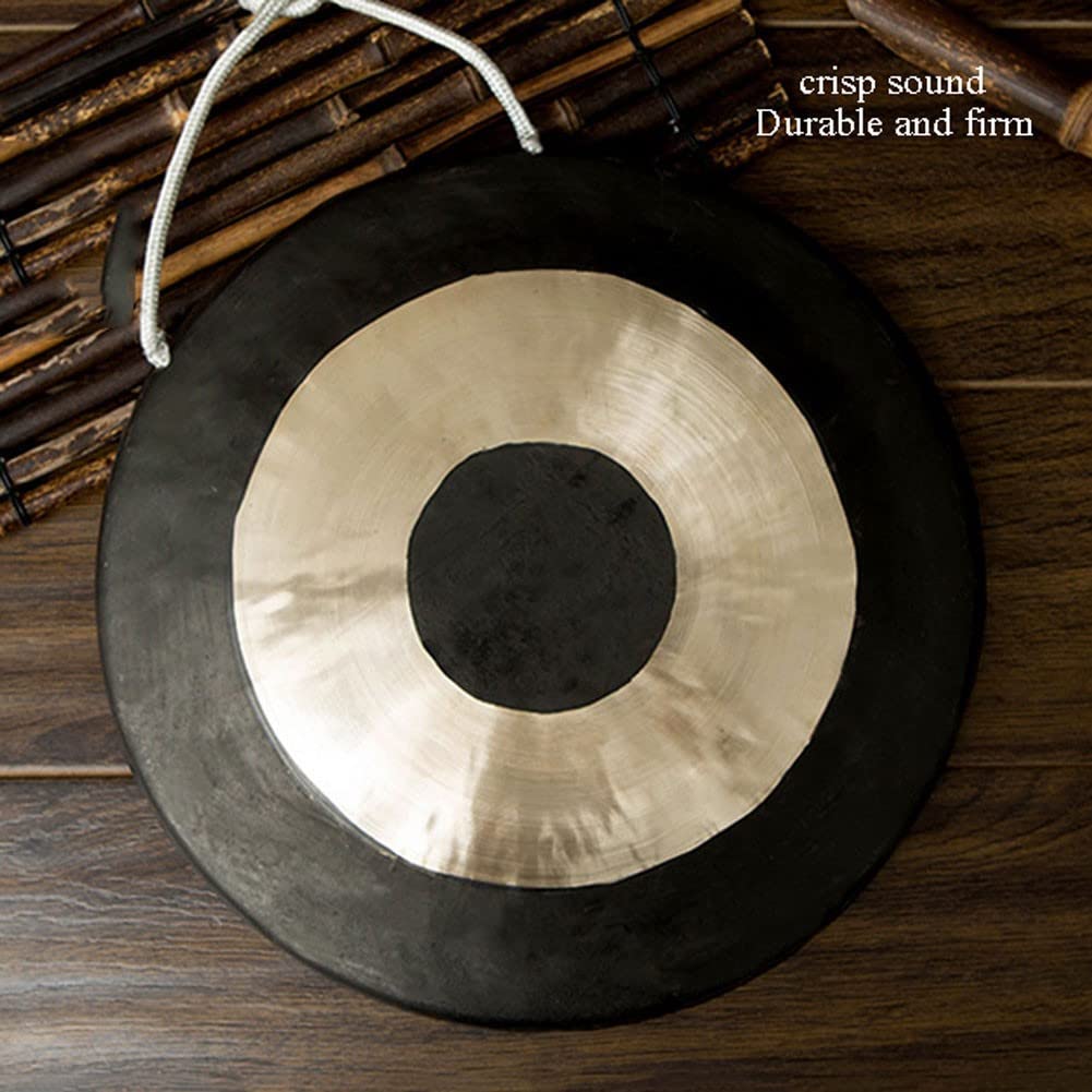 Gong Tibetano Gong Gong de Mesa de latón Hecho a Mano Feng Shui, Gong de Mesa de percusión con mazo para Uso doméstico(Color:1,Size:60cm)
