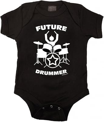 Future Drummer Punk Rock Baby Onesie, Black