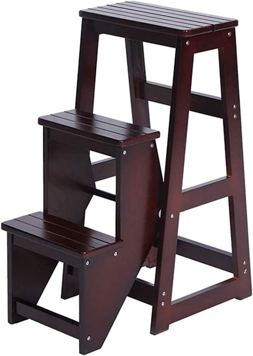 Escabeau pliant bois de pin OKUOKA à 3 niveaux pour intérieur