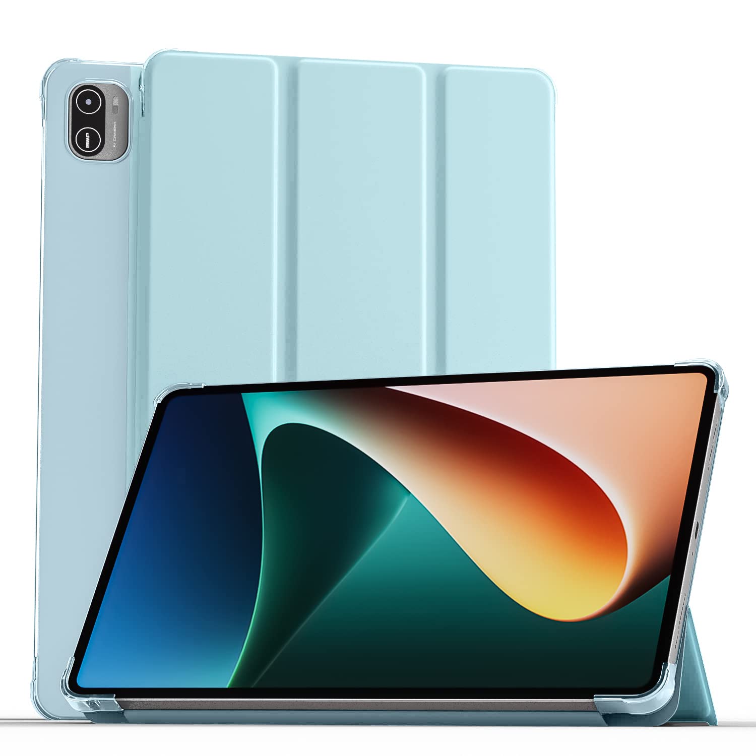 MOCA Translucent Back Flip Case for Xiaomi Pad 5 / Pad 5 Pro 11 Folio Flip Cover Protective Slim Case for Xiaomi Mi Pad 5 /Pad 5 Pro 11" (Aqua Blue)-image-11