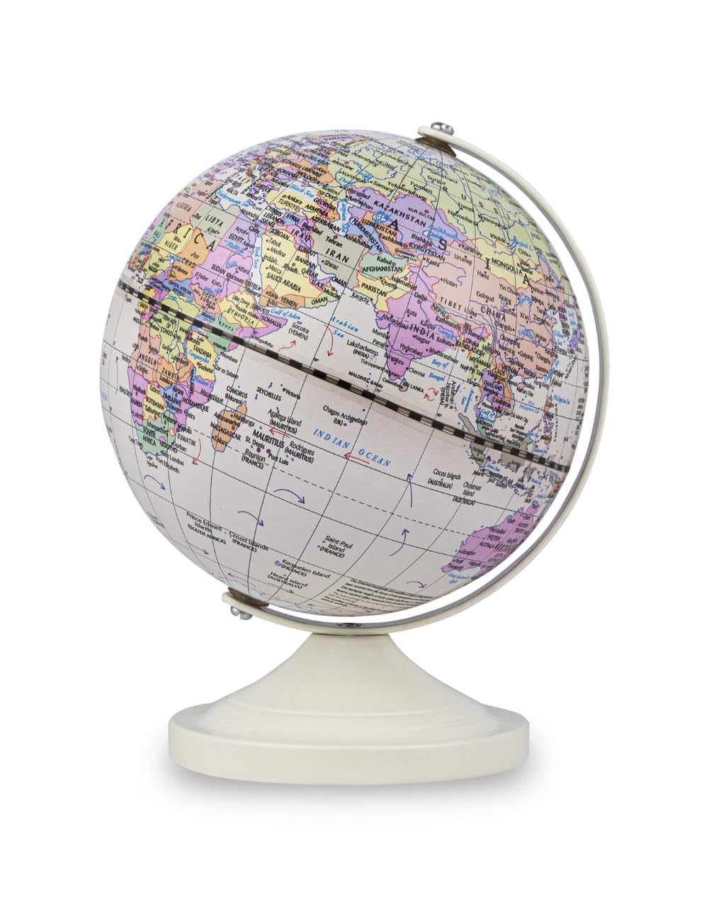 GLOBUS Meridian 15 Educational World Globe with Metal Arc & Base and Magnifying Glass | Geography Learning Globe for Kids, Students & Home Décor (Ivory)