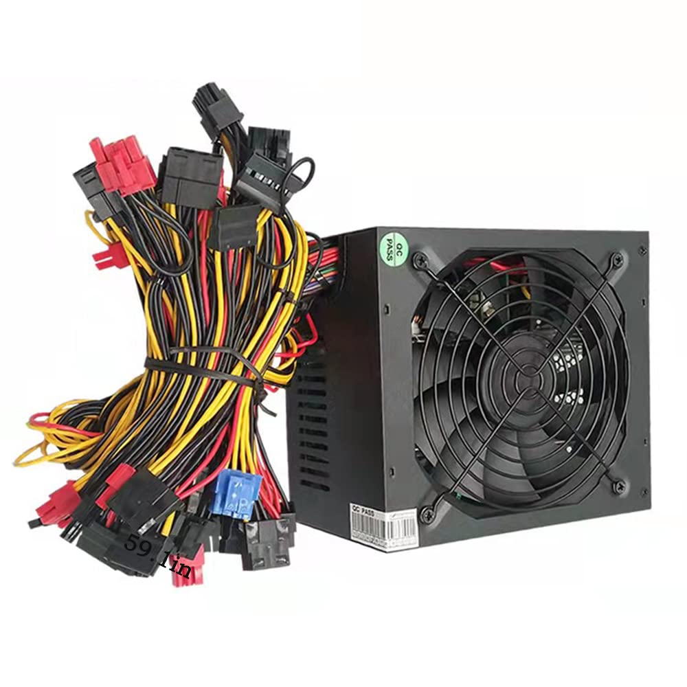 Fuente Alimentación de Minería 1800 W, Compatible con 8 Fuentes Alimentación de Placa GPU (110 V-220 V), Adecuada para Máquina de Minería BTC Eth ETC ZEC ZCASH DGB XMR con Cable Alimentación