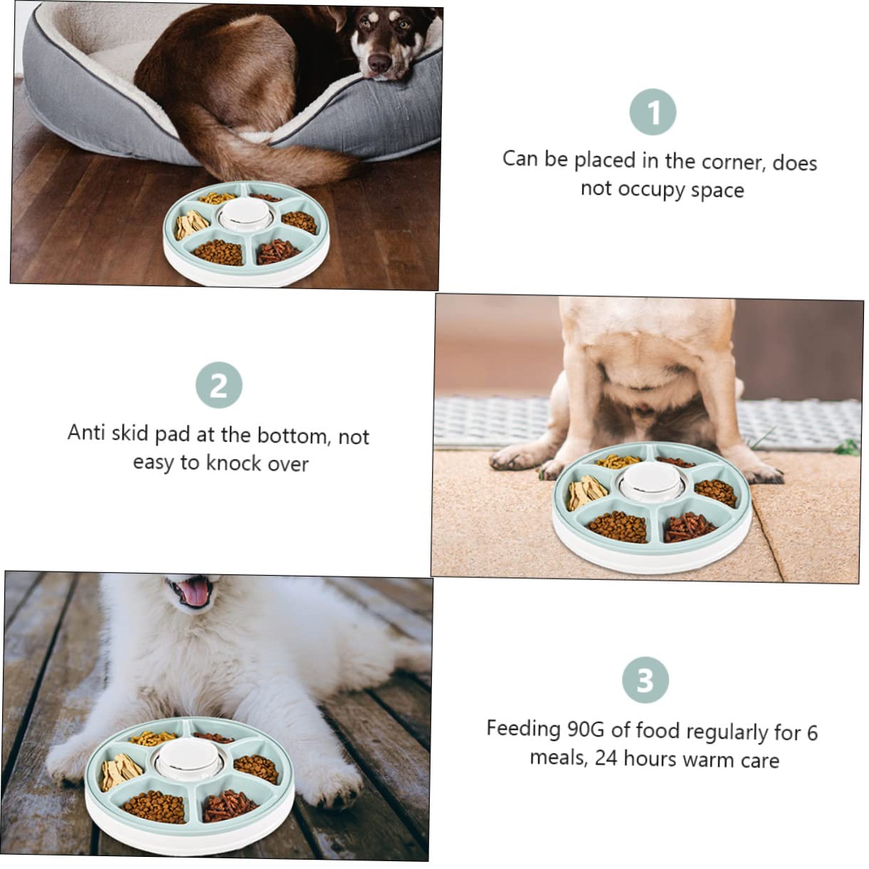 UKCOCO Comedero Automático Tolva de Pienso para Mascotas con Temporizador de 6 Comidas Diseño Desmontable ABS para Perros y Gatos