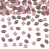 Ambishi 120pcs Pink & Brown Glitter Tutus or Touchdowns Confetti, Boy or Girl Gender Reveal Party Decoration, Sports Theme Baby Shower Confetti Paper Table Scatter
