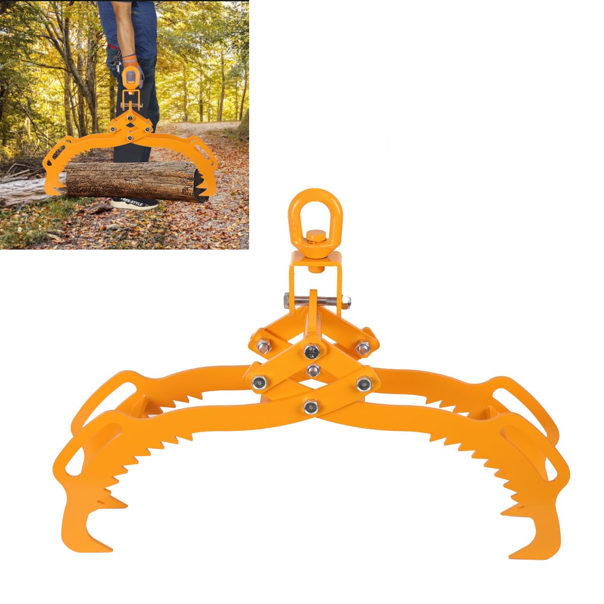 Pinza para Madera Alicates forestales para troncos de árboles de hasta 720 mm, 3-28 pulgadas, alicates de carga, 1500 kg fuerza de tracción, pinzas de embalaje con 4 mandriles