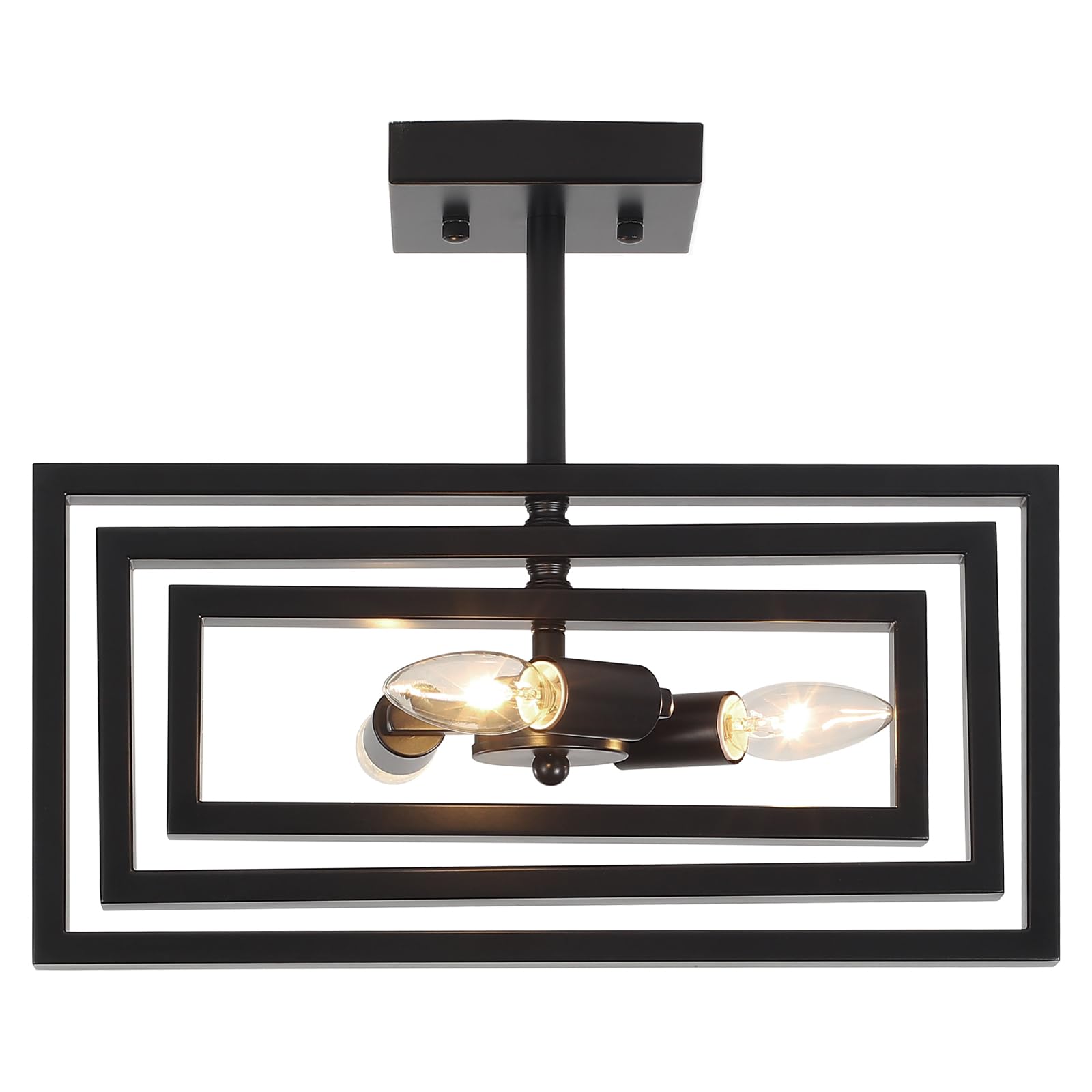 Deckenlampe Wohnzimmer Schwarz - 3 Flammig Deckenleuchte Schlafzimmer - E14 Kronleuchter Vintage Industrial für Küche, Esszimmer, Flur, Eingang