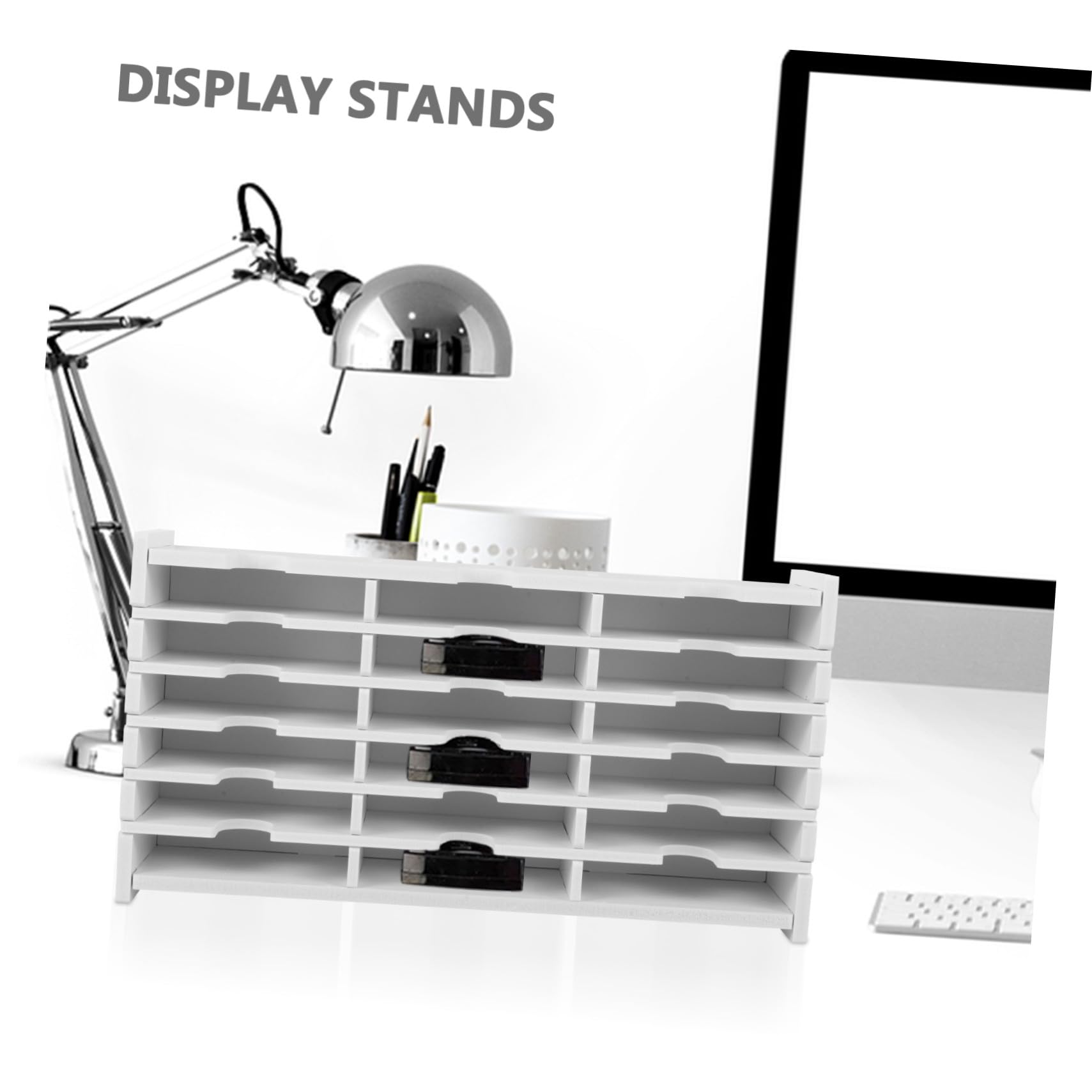 Scatola Porta CD Design Compatto in Legno Bianco Portatile e 18 Scomparti Leggeri per Organizzare Dischi e Oggetti in Casa o Ufficio