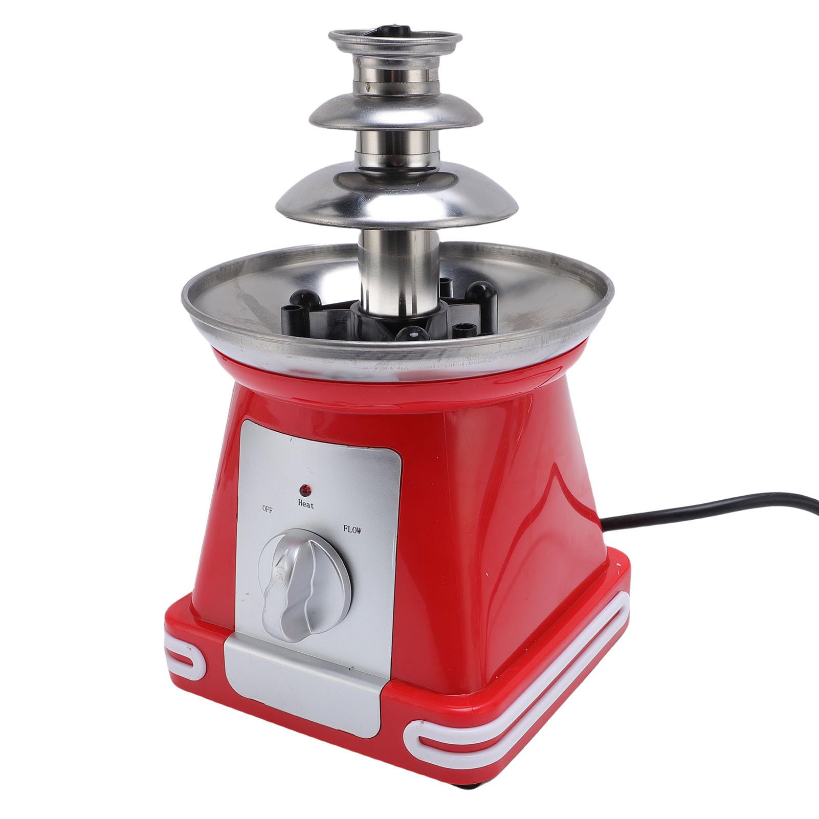 RIZGHWOY Fontaine à Fondue électrique au Chocolat, 3 étages en Acier Inoxydable Machine à Fondue au Chocolat Kit à Fondue au Chocolat avec Réglages Silencieux (Prise UE 220V)