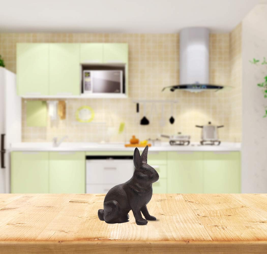 Cast Iron Rabbit Statue Garden Lawn Home Office Desk Decor Paperweight Collection Bunny Figurine Animal Lover Gift PTWQ011 - Image 3