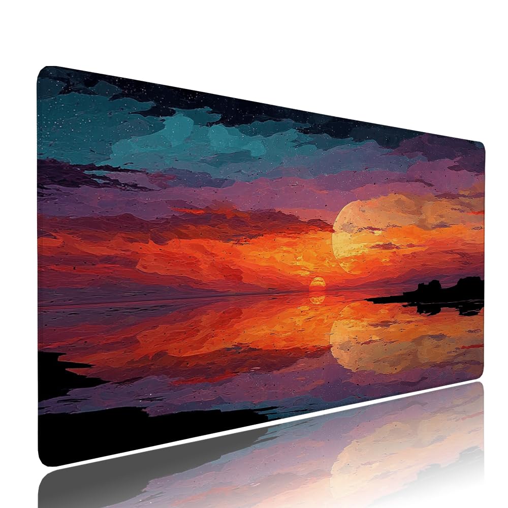 Alfombrilla de Mouse para Juegos, Giallo, XXL, Antideslizante, Impermeable, Diseño de Tramonto, Extendido, Grande, 1200x600x3mm, para PC, Laptop, Ufficio, Famiglia d-596