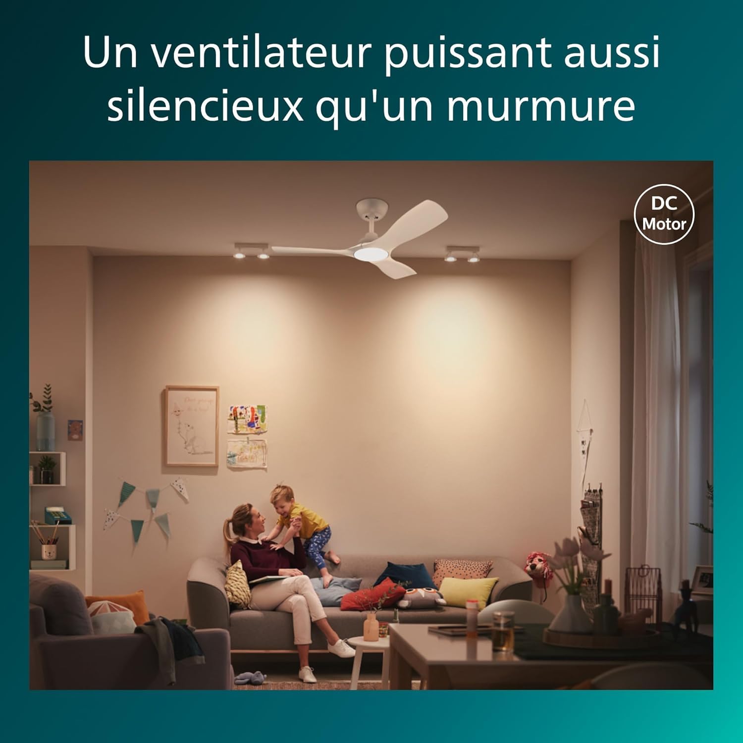Philips Ventilateur à pales fixes 52" 3 pales LED 28W moteur DC gradation télécommande