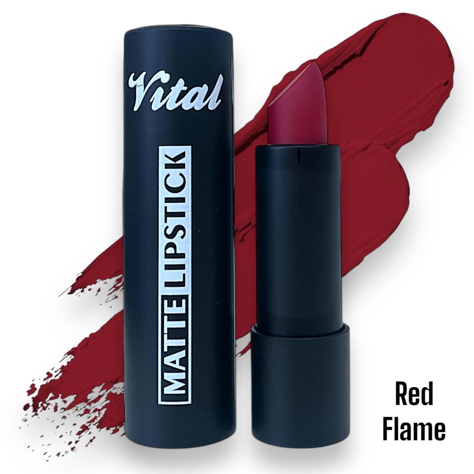 Vital Horizon Matte Lipstick - 27 Rich Shades - Long-Lasting, Waterproof, Non-Drying Formula (Red Flame) - Image 2