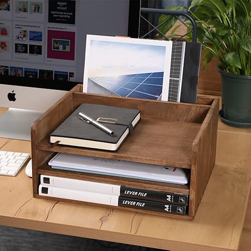 Miniatura 3 de Organizador de escritorio para almacenamiento de carpetas de archivos con 3 bandejas de papel y 1 compartimento vertical, estante organizador de
