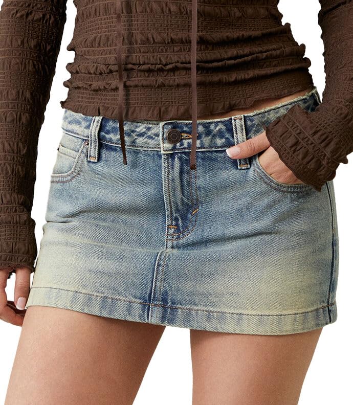 PacSun Women's Piper Medium Indigo Low Rise Micro Denim Mini Skirt - Multicolor