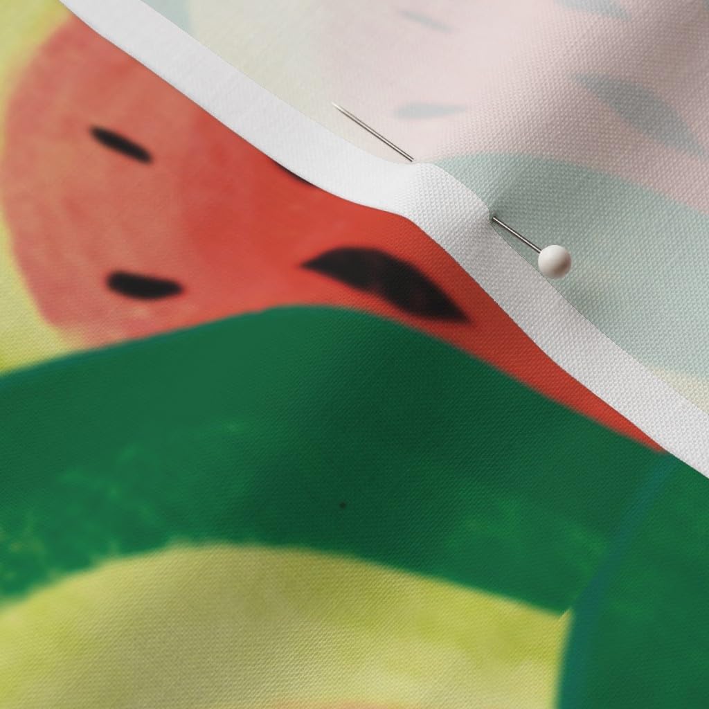 Spoonflower Fabric - Art Deco Watermelon Red and Green Strawberry Fruit Salad Sixties Style Printed on Petal Cotton Fabric Fat Quarter - Sewing Quilting Apparel Crafts Decor