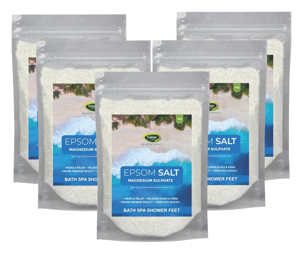 Thanjai Natural 5kg Epsom Salt (Grade A 14589) (1kg x 5)