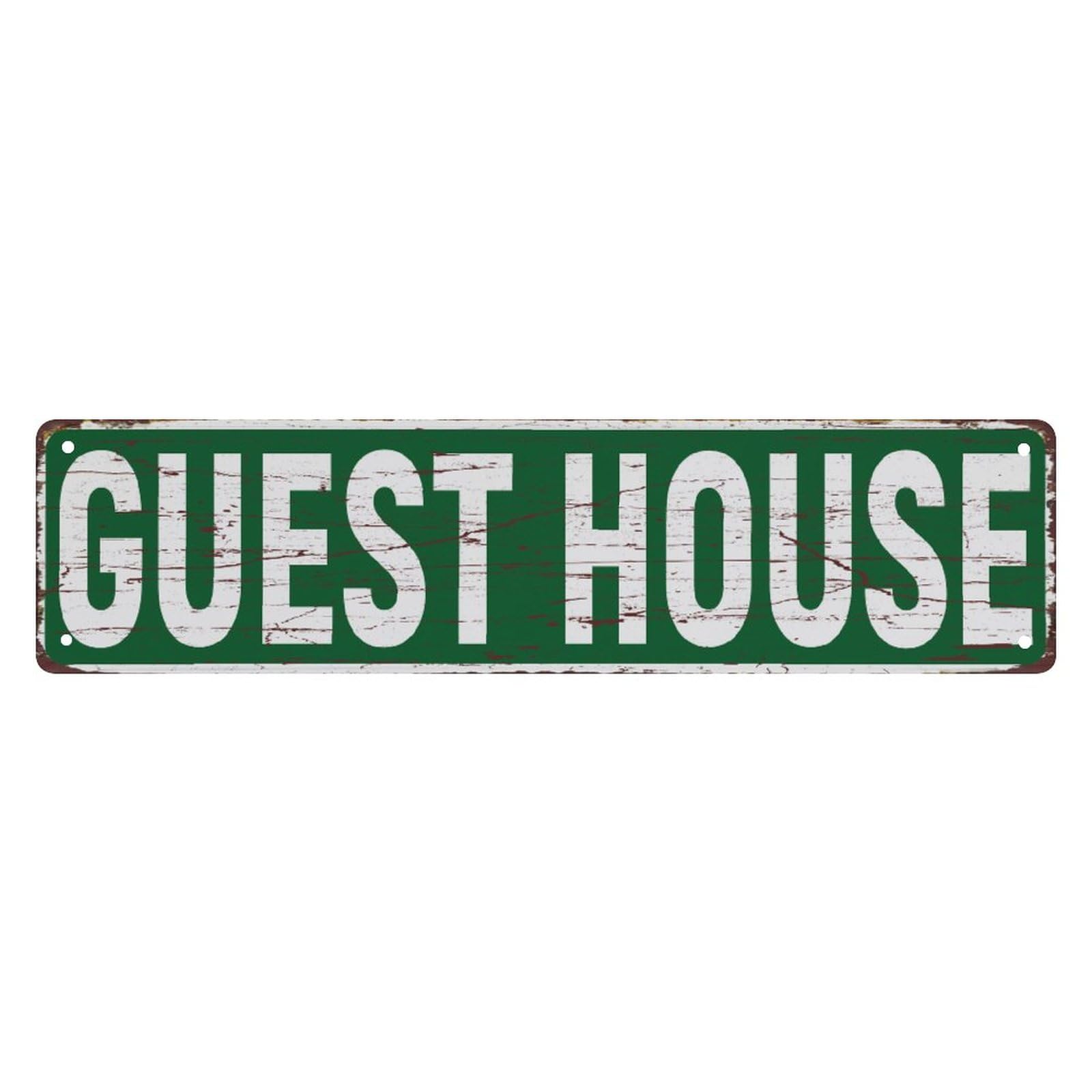 peiyeety Vintage Metal Tin Sign Decorative Wall Art For Home, Guest House, Rustic Style, Guest House Themed Street Sign, Durable Waterproof Rustproof, Easy To Mount, 4x16 Inch