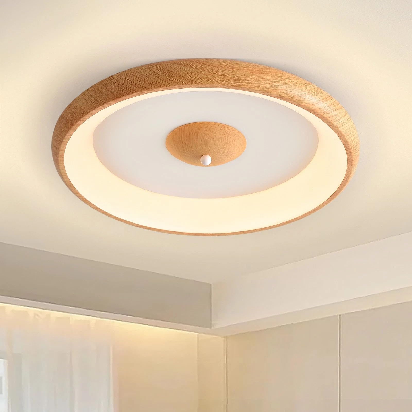 Lámpara de Techo Moderna, Plafones para Techo Madera, 30W Plafon LED Blanco Luz Techo para Oficinas, Salones, Dormitorios, Cocinas, Pasillos