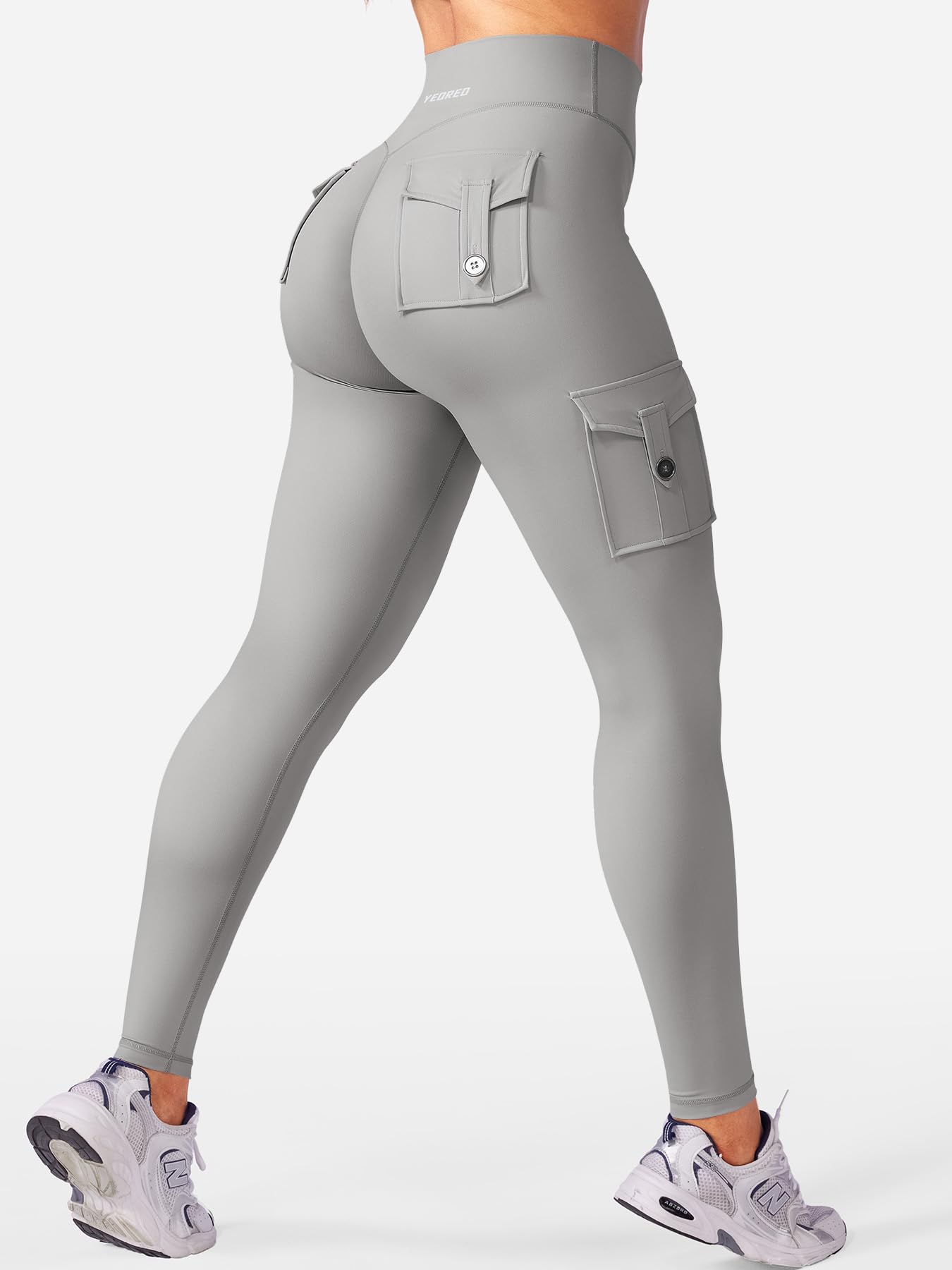 YEOREO CoreFlex legginsy treningowe cargo z kieszeniami dla kobiet, ukryte legginsy podnoszące pośladki, siłownia, spodnie do jogi | Ukryta gumka do podnoszenia pośladków, na siłownię, spodnie do jogi, 63,5 cm / 71 cm