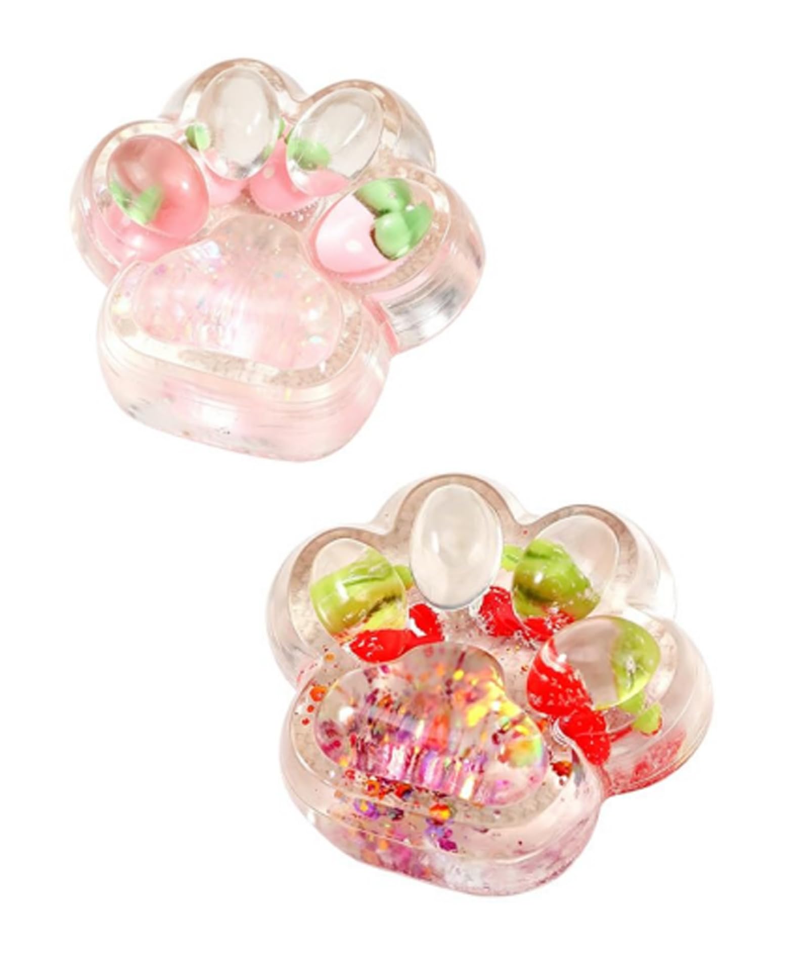 2 Pcs Taba Squishy Cat Paw, Strawberry Cherry Squishy Toy for Stress Relief and Desk Decoration, Soft Material Cat Paw Shaped Stress Ball, Cute Cat Themed Collectible Item for Home and Office Use-image-8