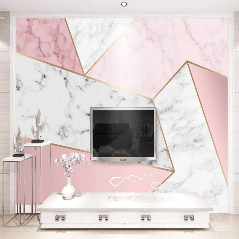 Papier peint abstrait marbre rose 350x245 cm pour salon et chambre moderne