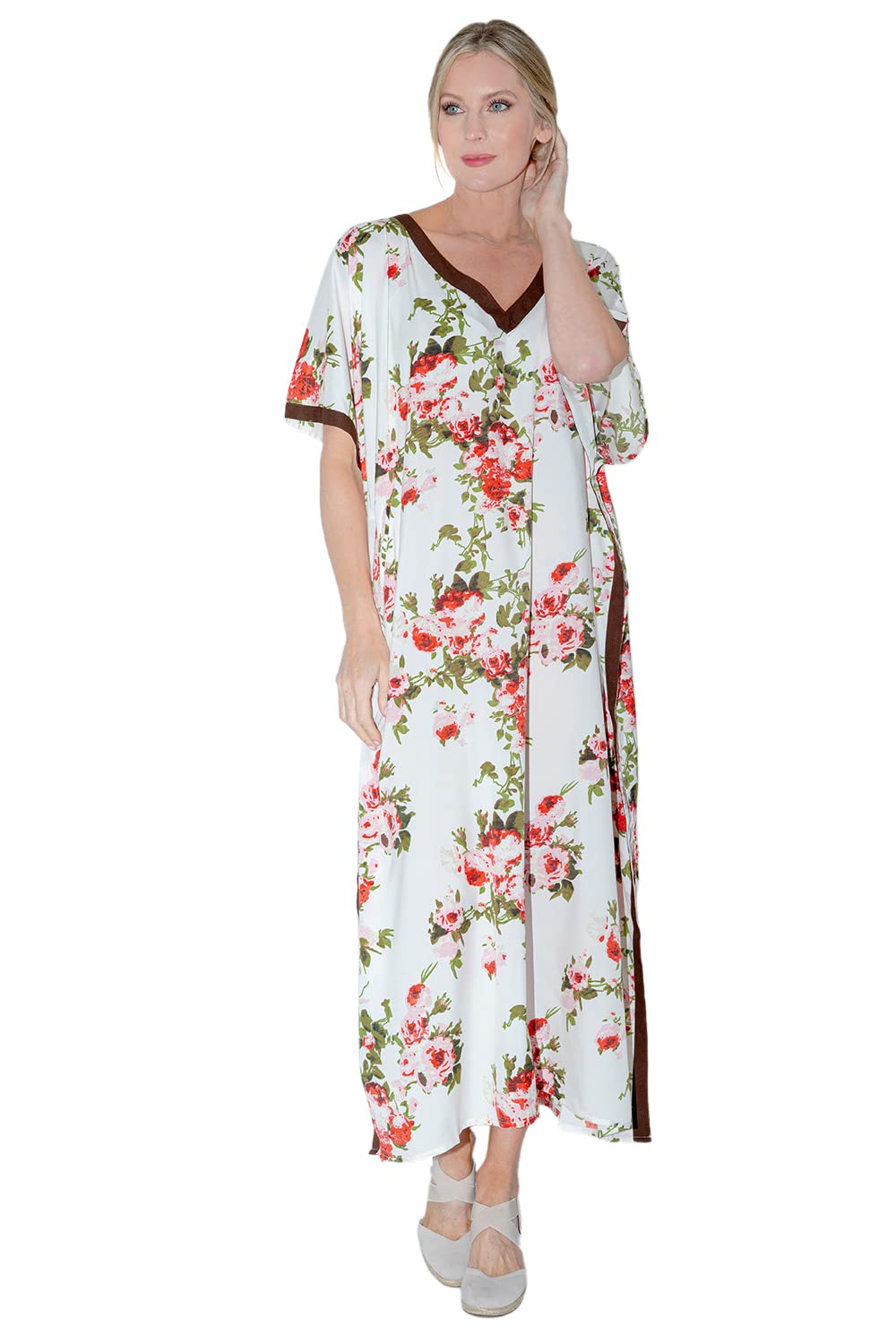 Miss Lavish London Kaftan Túnico Gratis tamaño Vestidos para Mujer Playa Cubrir para Arriba, Maxi Vestido, Ropa de Dormir Estiloso e Atractivo Kimono Uno tamaño [K134]
