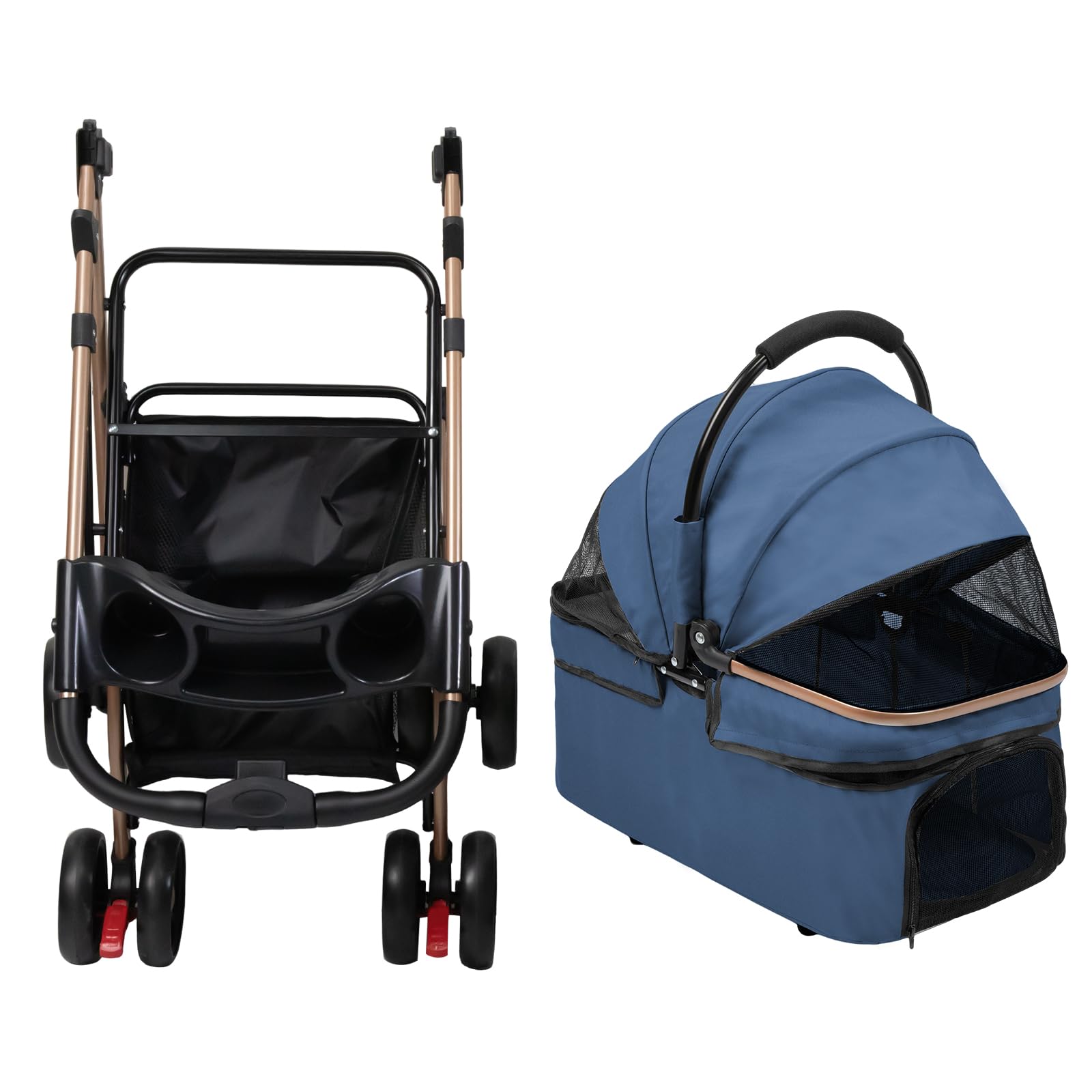 Cochecito plegable para perros y gatos, cesta de almacenamiento