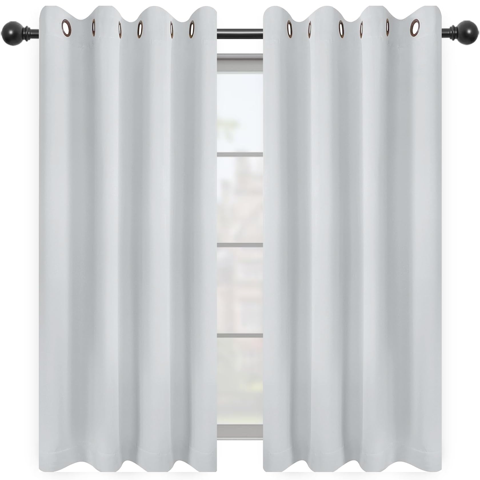 Cortina de Cocina 140 x 120 cm Termicas Aislantes Frio y Calor Paneles para Ventanas Sala 2 Piezas para La Sala de Estar, Blanco