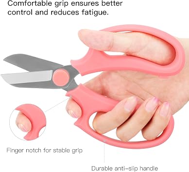 Housolution Flower Scissors, Premium Steel Garden Pruning Shears, Pink