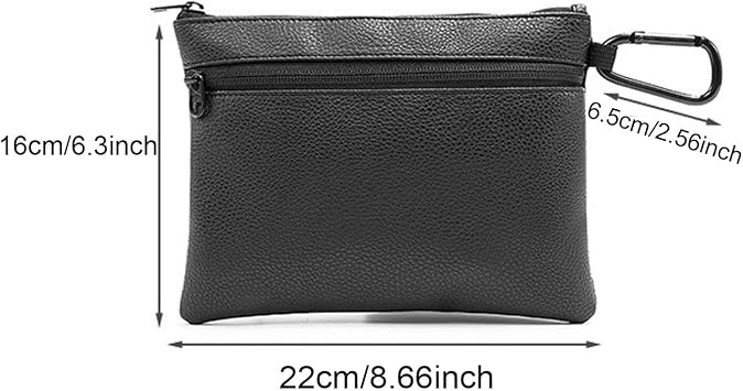 Golf Tee Bag Pouch,Golf Tee Bag with Zipper,Golf Valuables Pouch,Black Golf Ball Bag,Golf Pouch Bag for Men Women